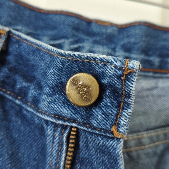 Chic 80's Vintage Dark Wash High Waisted Relaxed Fit Tapered Leg Mom Jeans 14 - Picture 9 of 13